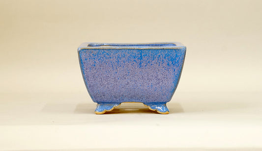 Eimei Square Bonsai Pot in Blue with Purple Crystals  5"(13cm) E521+++Shipping Free