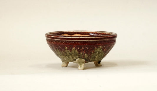 Shinsya Glazed Bonsai Pot with Cat Feet by Yozan 5.9"(13cm) E559 +++ Shipping Free