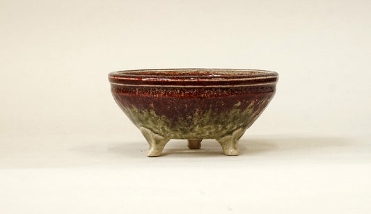 Shinsya Glazed Bonsai Pot with Cat Feet by Yozan 5.9"(13cm) E559 +++ Shipping Free