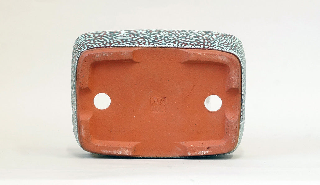 Eimei  Red & Blue Rectangle Kairagi Bonsai Pot 7.4"(19cm) E573 +++ Shipping Free