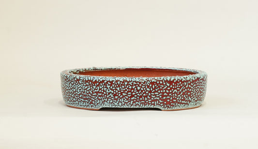 Eimei  Red & Blue Kairagi Bonsai Pot 7.4"(19cm) E575 +++ Shipping Free