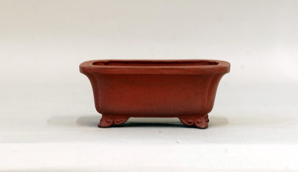Eimei Unglazed Rectangle Bonsai Pot with Cloud Feet 5.5"(14cm) E580 +++ Shipping Free