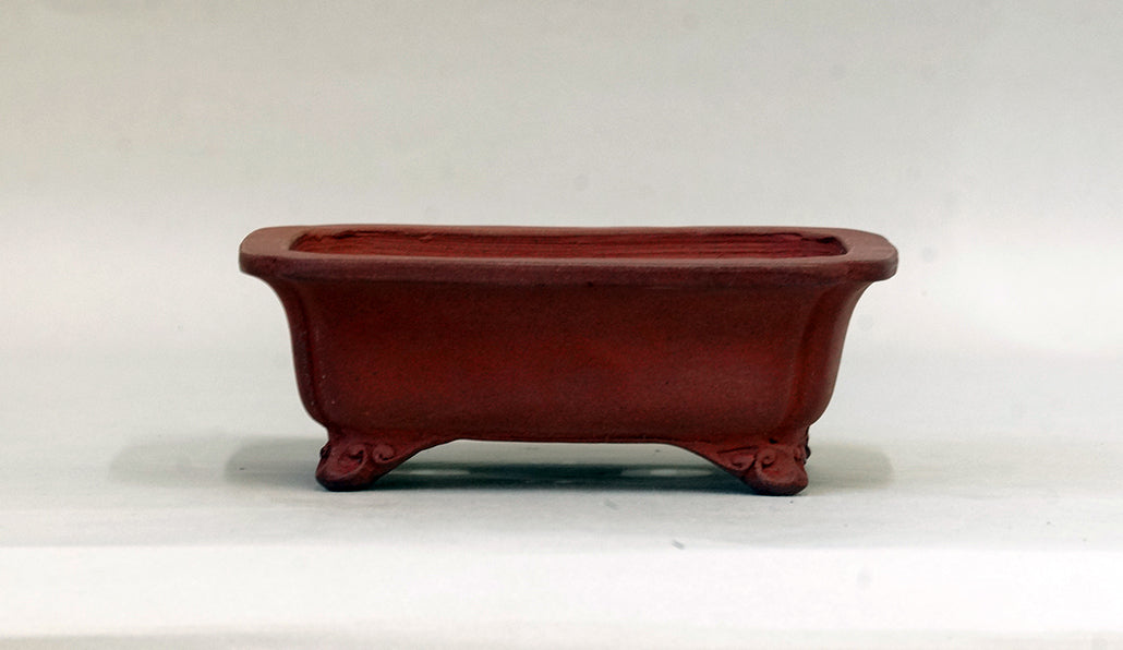 Eimei Unglazed Rectangle Bonsai Pot with Cloud Feet 5.5"(14cm) E580 +++ Shipping Free