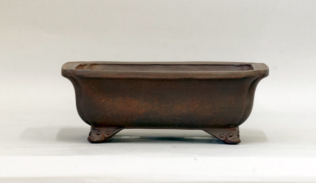 Eimei Unglazed Rectangle Bonsai Pot  with Cloud Feet 7.6"(19.3cm) E582 +++ Shipping Free