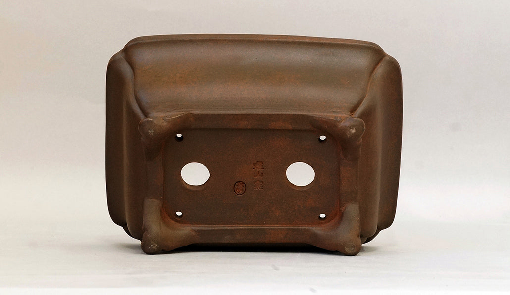 Eimei Unglazed Rectangle Bonsai Pot  with Cloud Feet 7.6"(19.3cm) E582 +++ Shipping Free