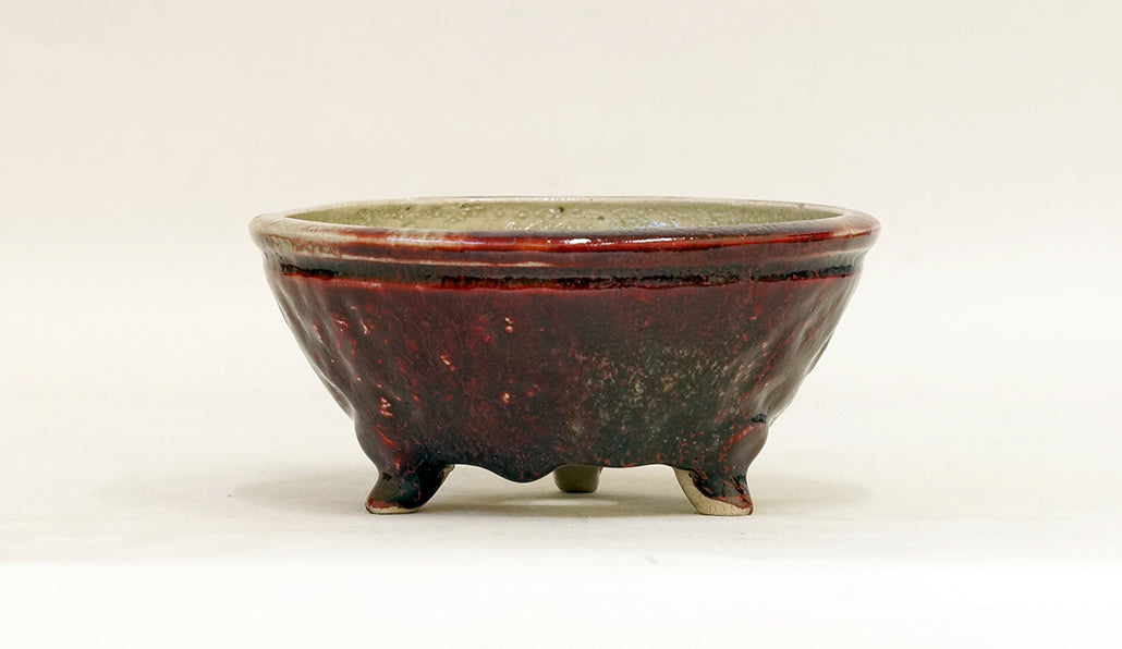Shinsya Glazed Bonsai Pot with 3 Cat Feet by Yozan 5.9"(13cm) E600 +++ Shipping Free