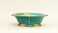 Eimei Kenmokko Bonsai Pot in Blue Oribe 7.48" (19cm) E622