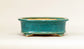 Eimei Blue Oribe Glazed Oval Bonsai Pot with Rim 7.1"(18cm) E623