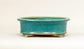 Eimei Blue Oribe Glazed Oval Bonsai Pot with Rim 7.1"(18cm) E623