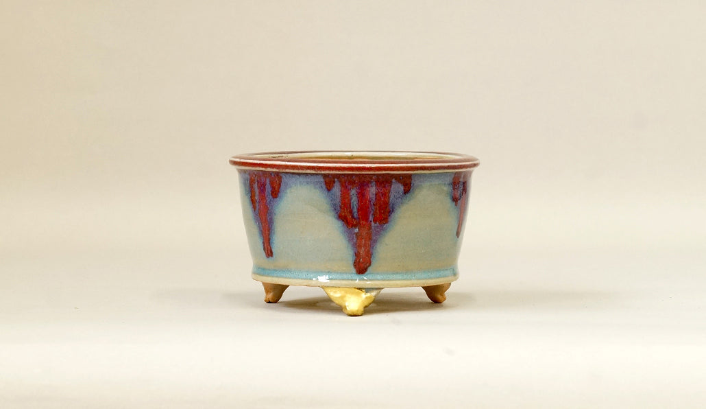 Gold Kintsugi Bonsai Pot by Eimei 4"(10.2cm) E629 +++ Shipping Free
