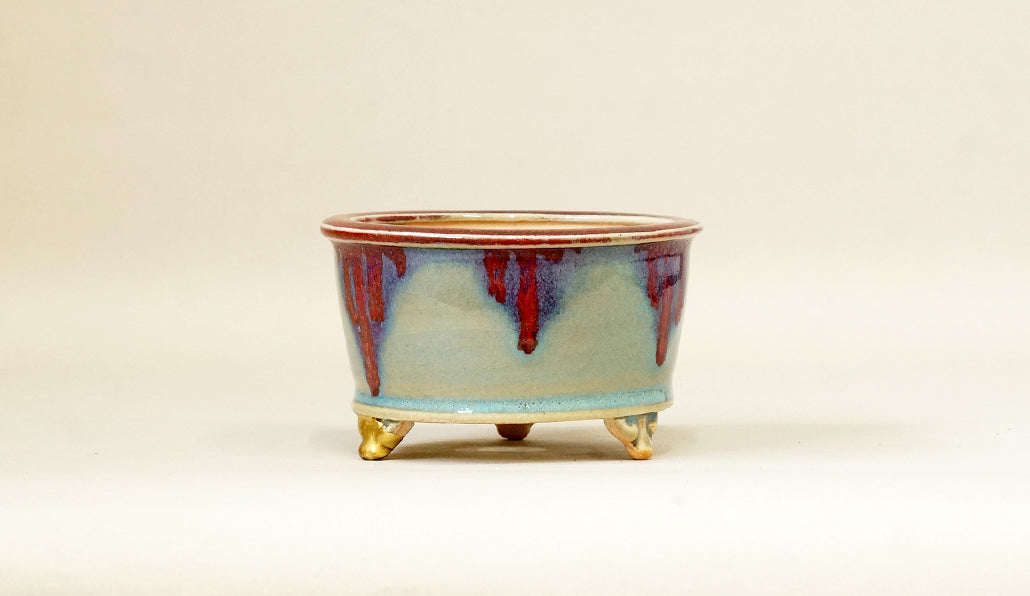 Gold Kintsugi Bonsai Pot by Eimei 4"(10.2cm) E629 +++ Shipping Free