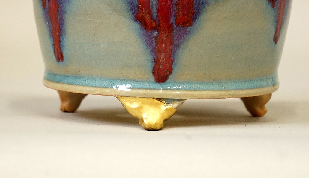 Gold Kintsugi Bonsai Pot by Eimei 4"(10.2cm) E629 +++ Shipping Free
