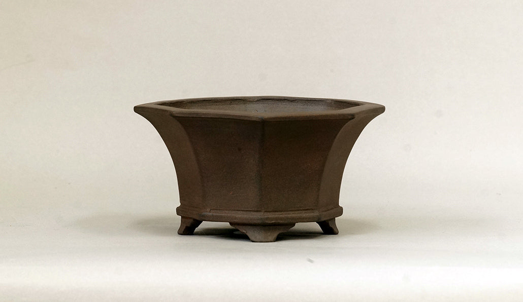 Eimei Unglazed Octagonale Bonsai Pot 8.27"(21cm) E630