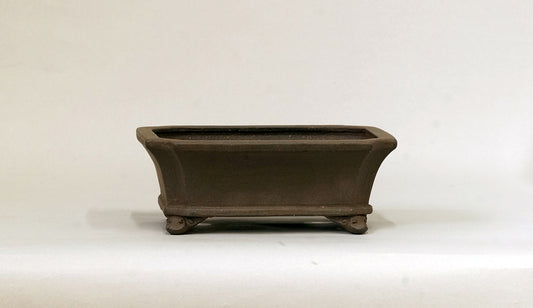 Eimei Unglazed Rectangle Bonsai Pot with Cut Corners 6.14"(15.7cm) E631