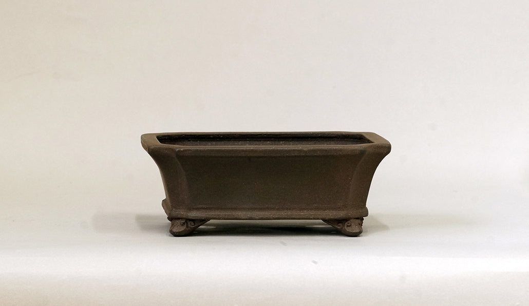 Eimei Unglazed Rectangle Bonsai Pot with Cut Corners 6.14"(15.7cm) E631
