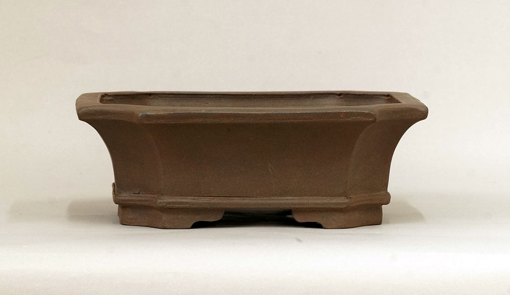 Eimei Unglazed Rectangle Bonsai Pot with Cut Corners 8.27"(21cm) E631