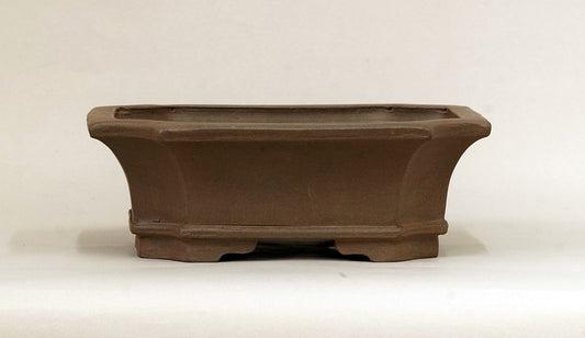 Eimei Unglazed Rectangle Bonsai Pot with Cut Corners 8.27"(21cm) E632