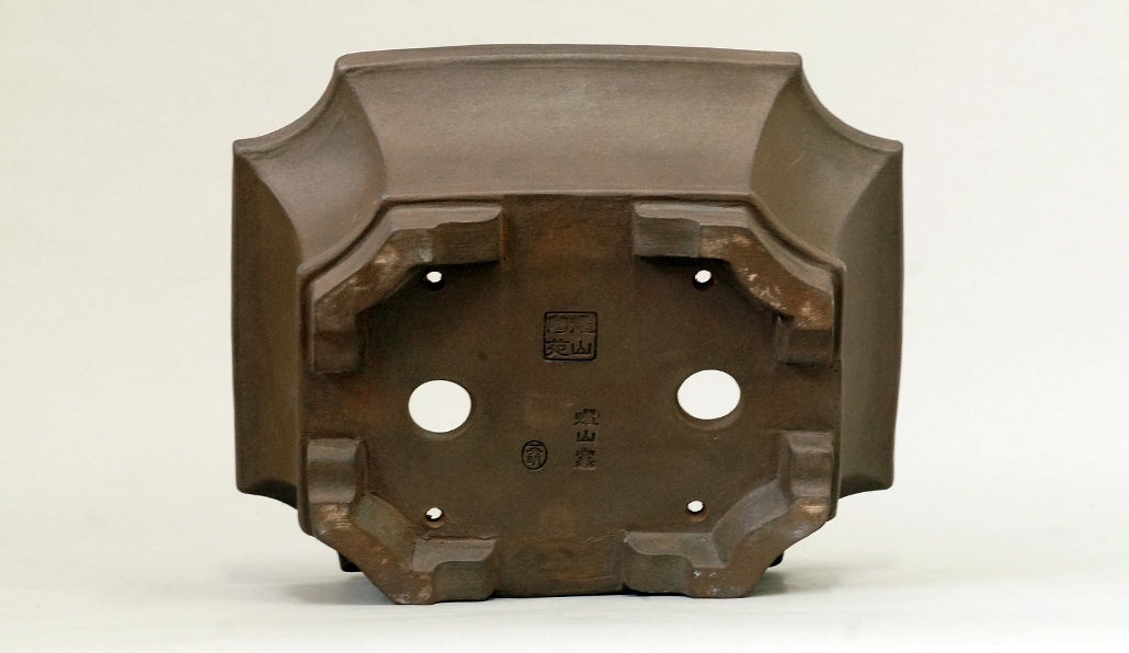Eimei Unglazed Rectangle Bonsai Pot with Cut Corners 8.27"(21cm) E631