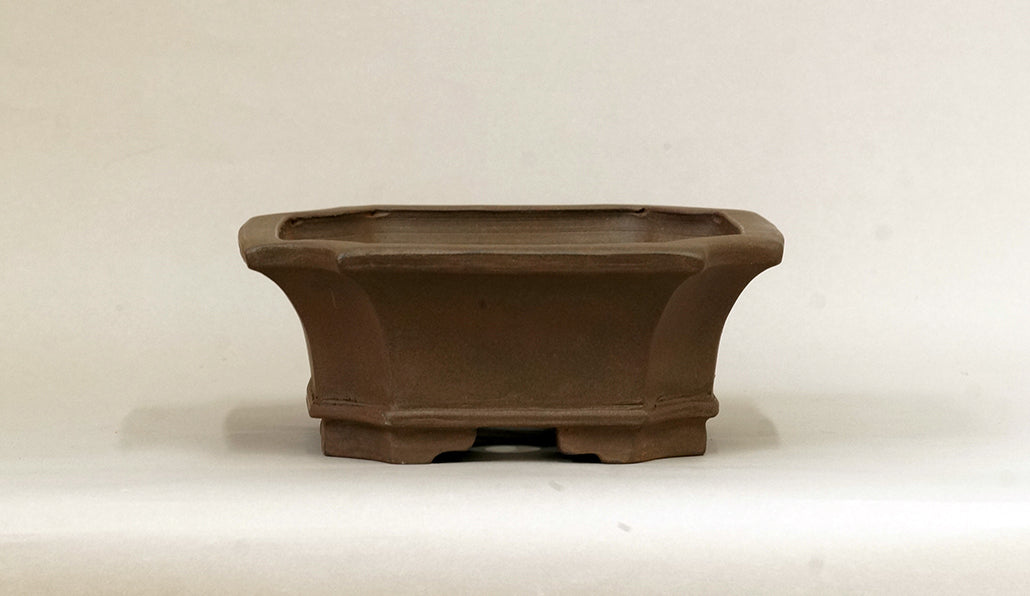 Eimei Unglazed Rectangle Bonsai Pot with Cut Corners 8.27"(21cm) E631