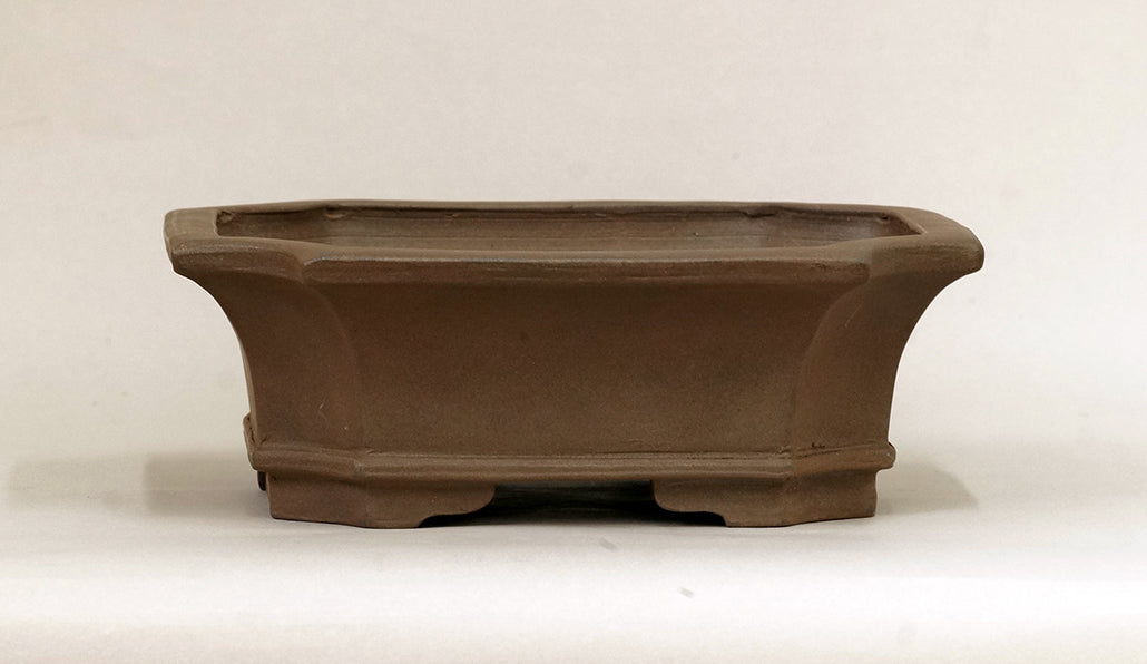 Eimei Unglazed Rectangle Bonsai Pot with Cut Corners 8.27"(21cm) E631