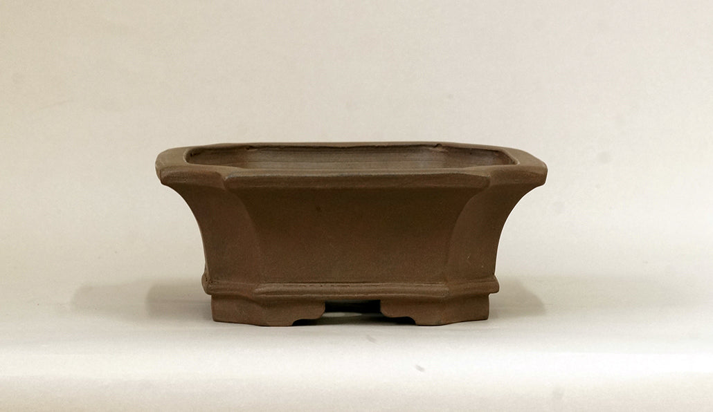 Eimei Unglazed Rectangle Bonsai Pot with Cut Corners 8.27"(21cm) E631