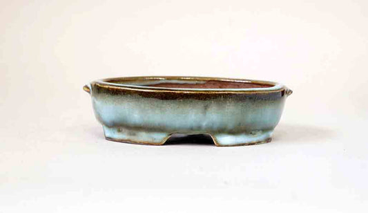 Gassan Oval Bonsai Pot with Hazy Moon 4.3"(11cm)+++Shipping Free