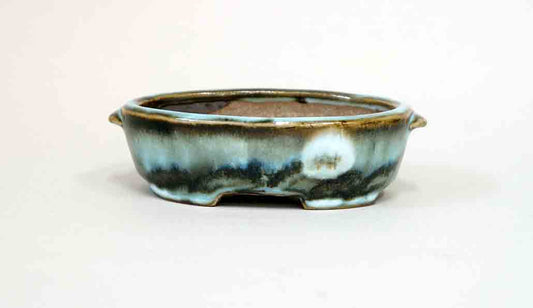 Gassan Oval Bonsai Pot with the Moon 3.4"(11.3cm)+++Shipping Free