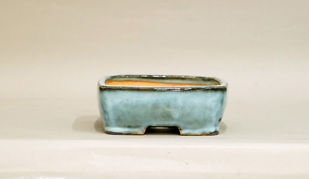 Gassan Rectangle Bonsai Pot with the Moon 6.2" (16cm) G168 +++ Shipping Free