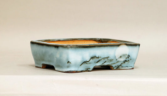 Gassan Rectangle Bonsai Pot with the Moon 6.4" (16.5cm) G169 +++ Shipping Free