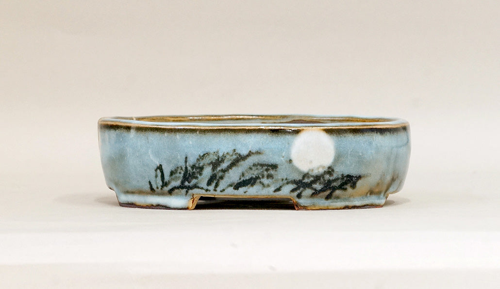 Kintsugi Oval Moon Bonsai Pot by Gassan  6.4"(16.5cm) G170 +++ Shipping Free