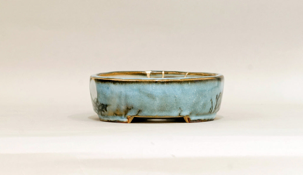 Kintsugi Oval Moon Bonsai Pot by Gassan  6.4"(16.5cm) G170 +++ Shipping Free