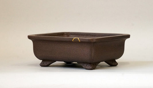 Ikko Unglazed Rectangle Bonsai Pot with Gold Kintsugi 7"(17.8cm) +++ Shipping Free