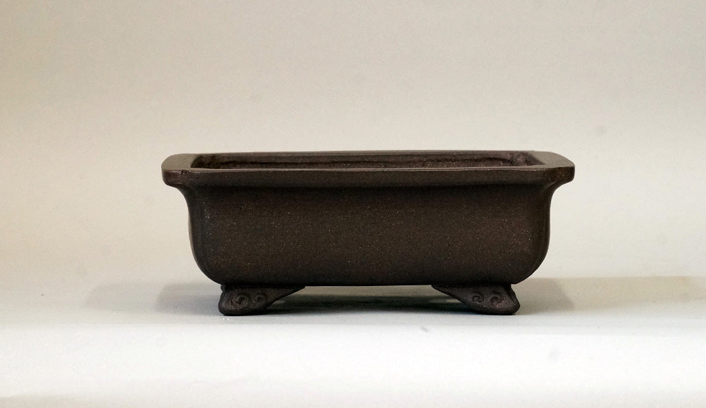 Ikko Unglazed Rectangle Bonsai Pot with Gold Kintsugi 7"(17.8cm) +++ Shipping Free