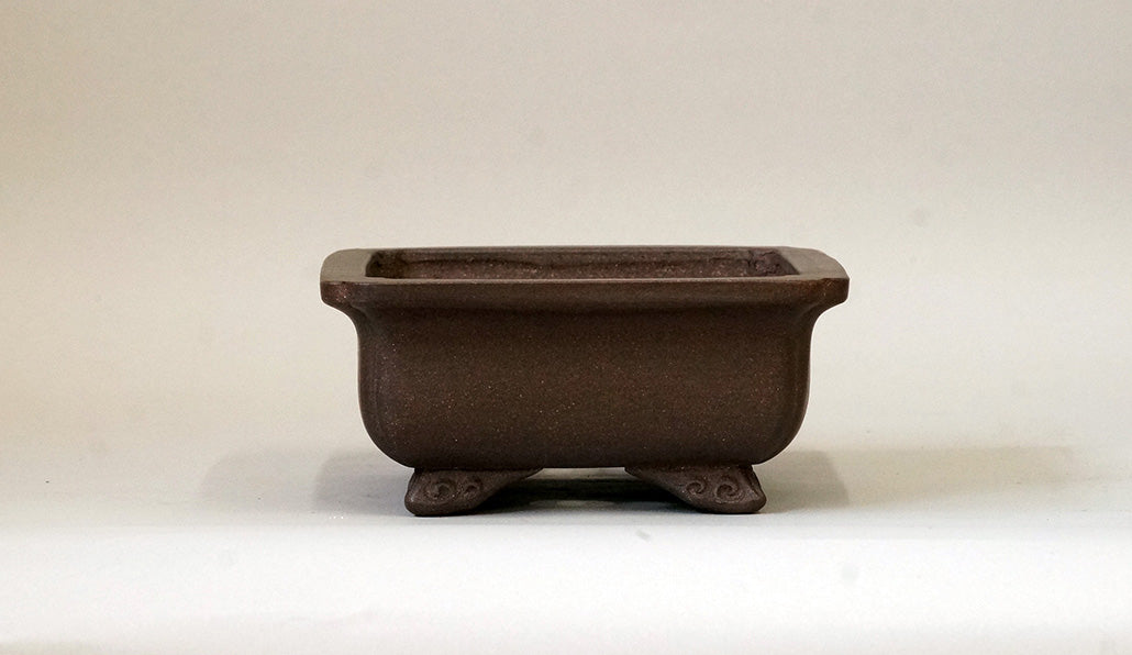 Ikko Unglazed Rectangle Bonsai Pot with Gold Kintsugi 7"(17.8cm) +++ Shipping Free