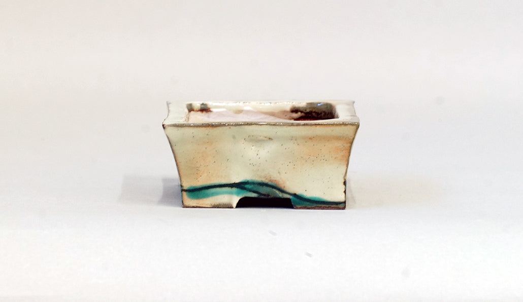 Gassan Bonsai Pot with Chidori Flying Over the Sea 3.15"(8cm) G　