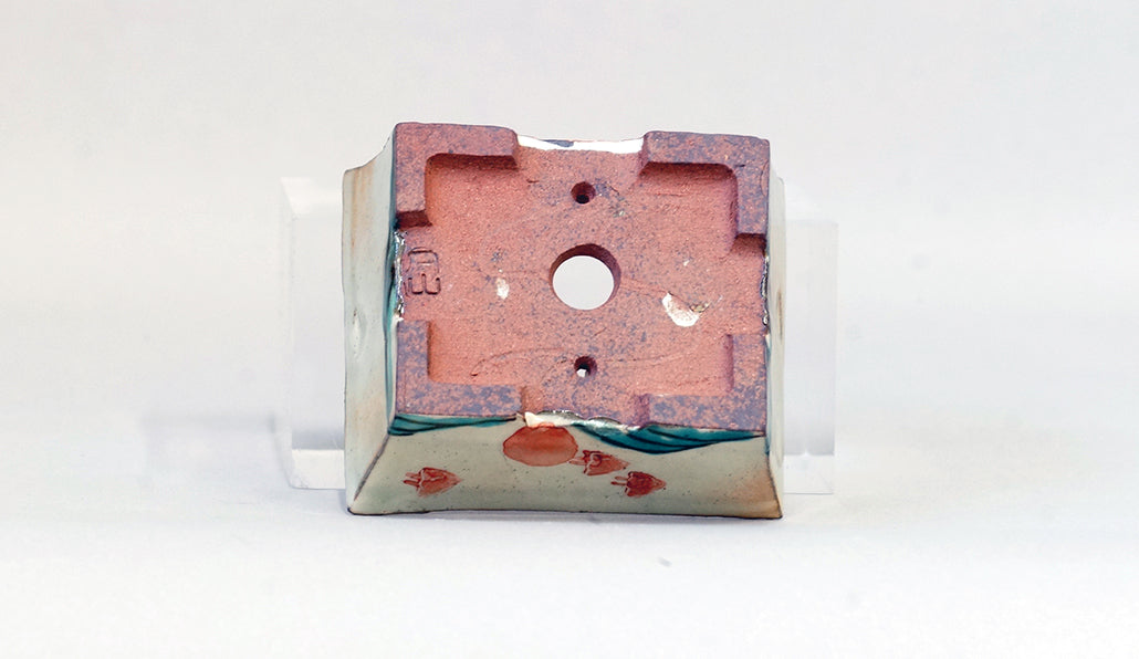 Gassan Bonsai Pot with Chidori Flying Over the Sea 3.15"(8cm) G　
