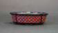 Kei Mokko Shaped Pot with Red & Blue checkered pattern 4.3"(11cm) +++Shipping Free