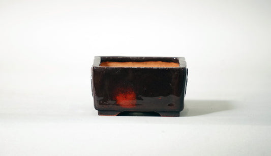 Kei Square Bonsai Pot with purple patterns 2.5"(6.5cm) K016 +++Shipping Free