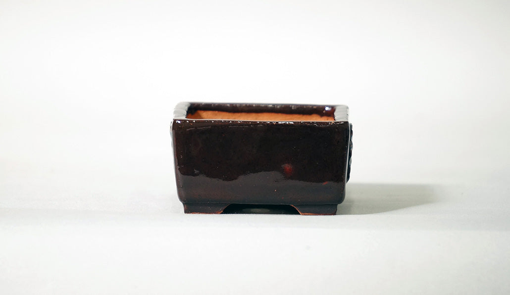 Kei Square Bonsai Pot with purple patterns 2.5"(6.5cm) K016 +++Shipping Free