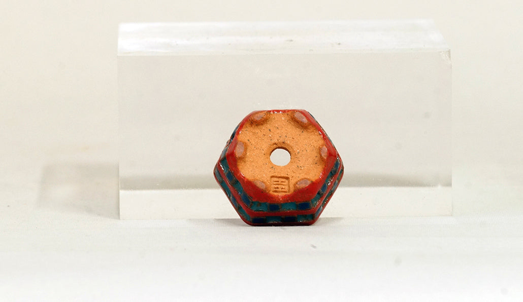 Kei Hexagonal Mame Bonsai Pot with Red & Blue pattern 1.4"(3.8cm) K015 +++Shipping Free