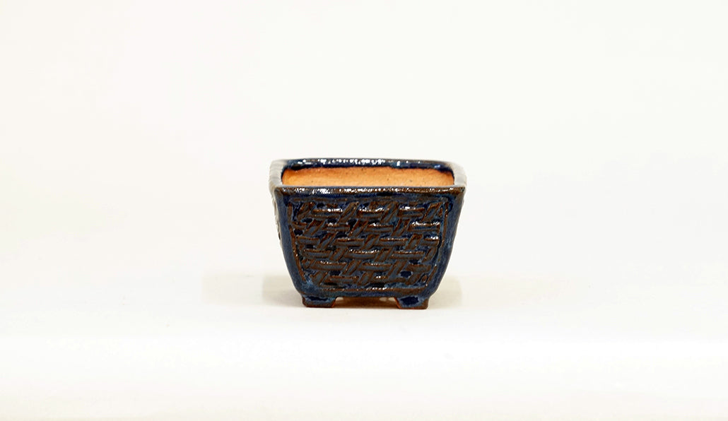 Kei Square Bonsai Pot with Mesh Pattern 2.6"(6.5cm) K024 +++Shipping Free