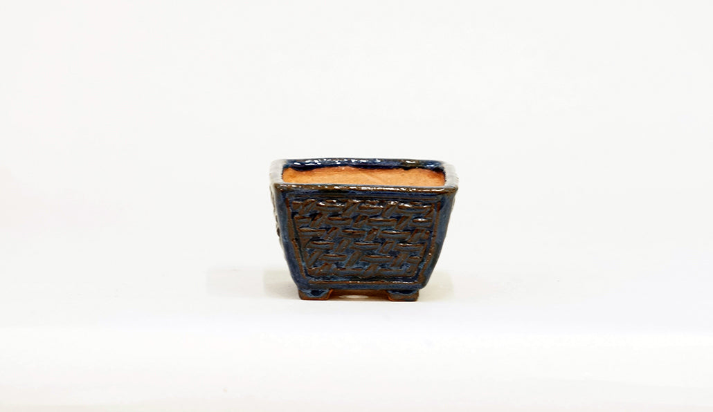 Kei Square Bonsai Pot with Mesh Pattern 2.6"(6.5cm) K024 +++Shipping Free