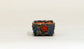 Kei Mini square bonsai pot featuring red floral reliefs 1.38"(3.5cm) K040