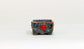 Kei Mini square bonsai pot featuring red floral reliefs 1.38"(3.5cm) K040