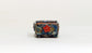 Kei Mini square bonsai pot featuring red floral reliefs 1.38"(3.5cm) K040