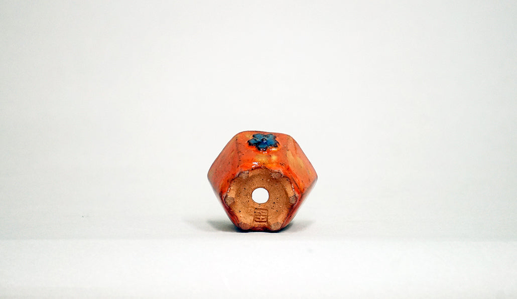 Kei Mini Orange Bonsai Pot with Flower Relief 1.57"(4cm) K039