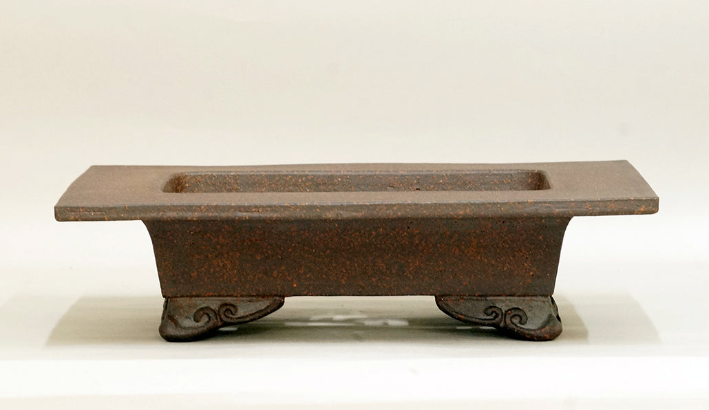 Sampo Unglazed Bonsai Pot with Wide Rim, Cloud Feet 12"(30.5cm) S017