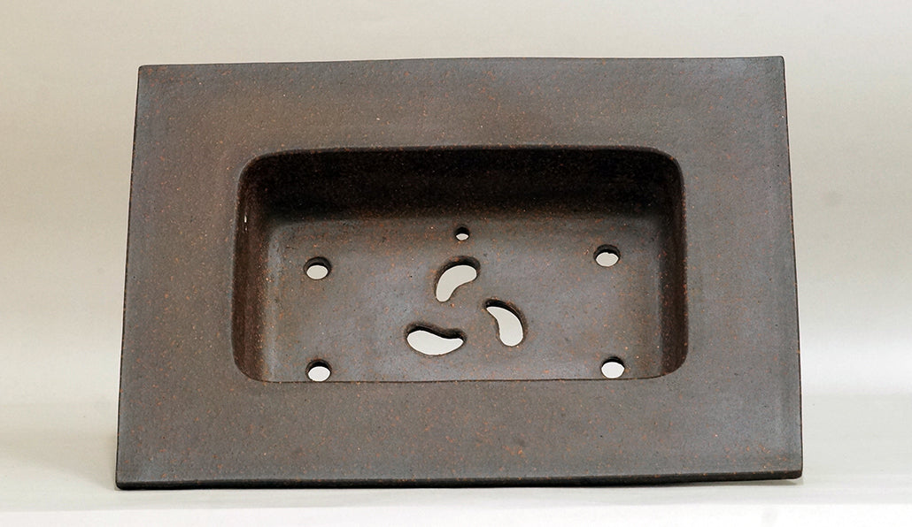 Sampo Unglazed Bonsai Pot with Wide Rim, Cloud Feet 12"(30.5cm) S017