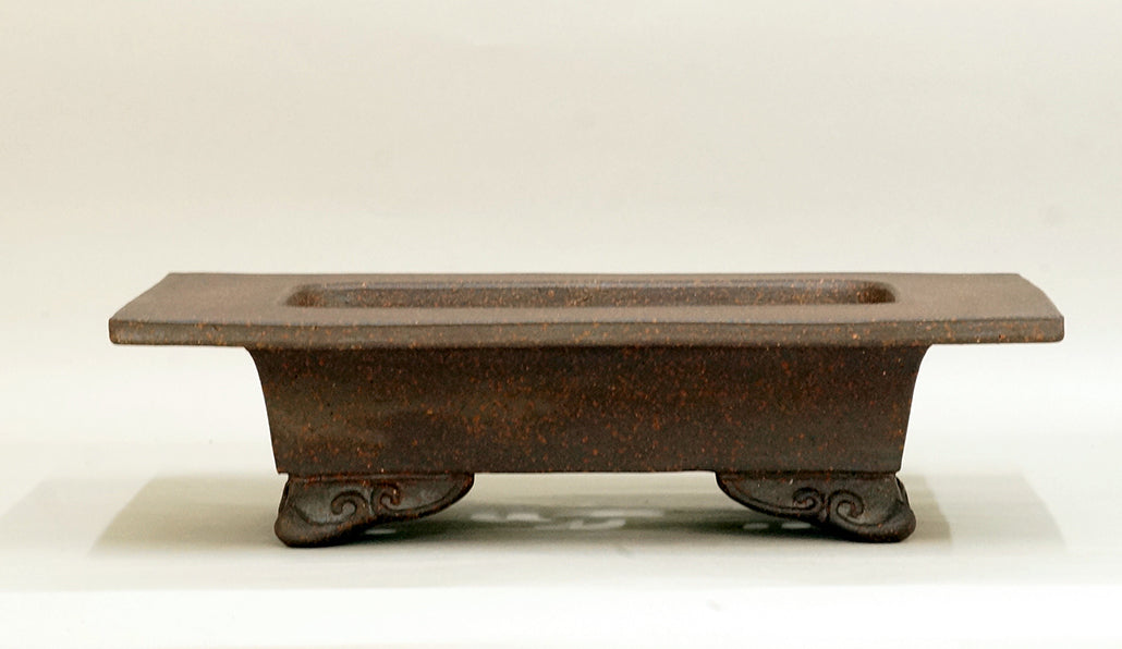 Sampo Unglazed Bonsai Pot with Wide Rim, Cloud Feet 12"(30.5cm) S017