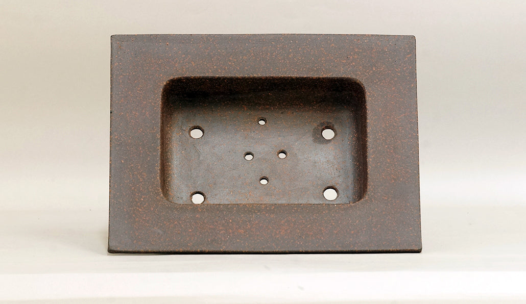 Sampo Unglazed Bonsai Pot with Wide Rim, Cloud Feet 9.4"(24cm) S018